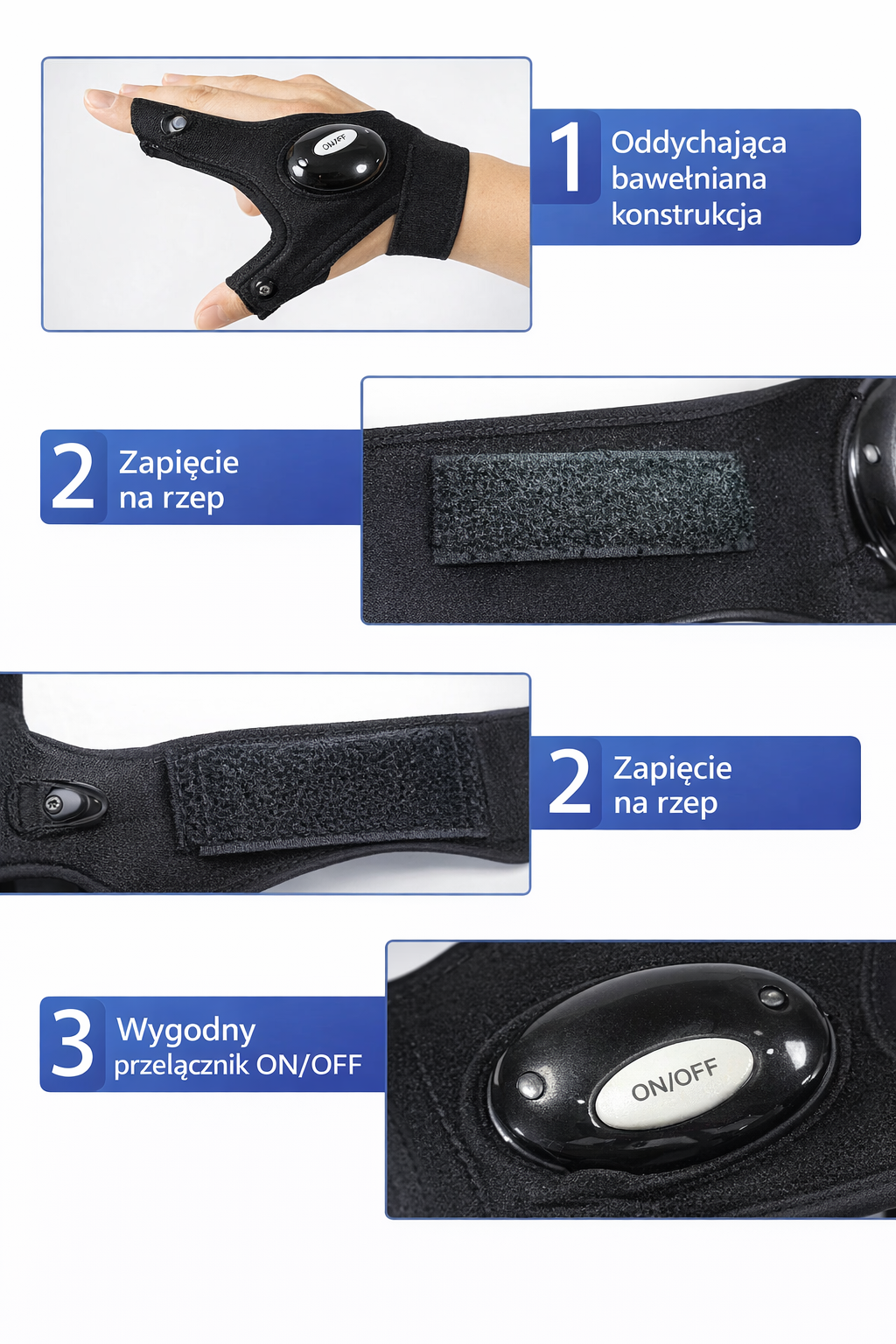 Wodoodporne Rękawice z Latarką LED